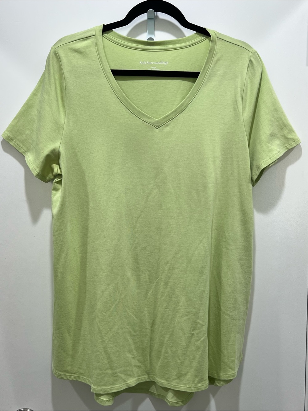Soft Surroundings Women’s V-Neck Tee in Light Green